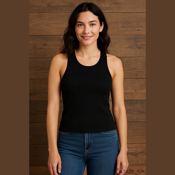 Reflex Ribbed Racerback Tank Black Size Large - Picture 1 of 5